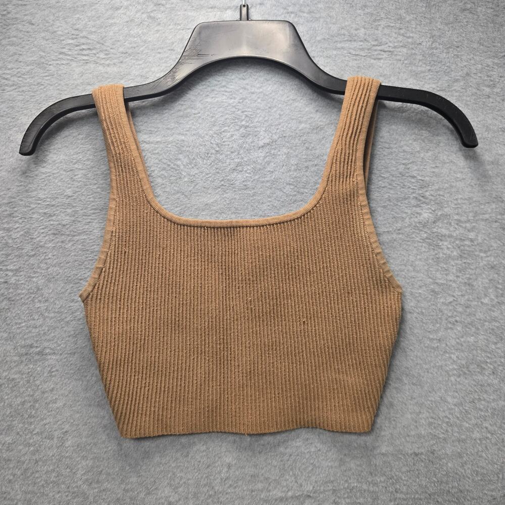 Babaton Sculpt Knit Ribbed Brown Crop Tank Size XS